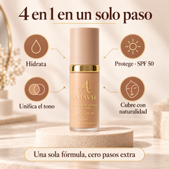 Base que se Adapta a tu Tono 4 en 1 con SPF 50 Amavil