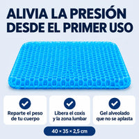 Alivia la presión desde el primer uso: reparte el peso, libera el coxis y la zona lumbar