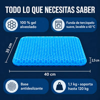 Medidas 40 × 35 × 2,5 cm, 1,1 kg, funda lavable y base antideslizante