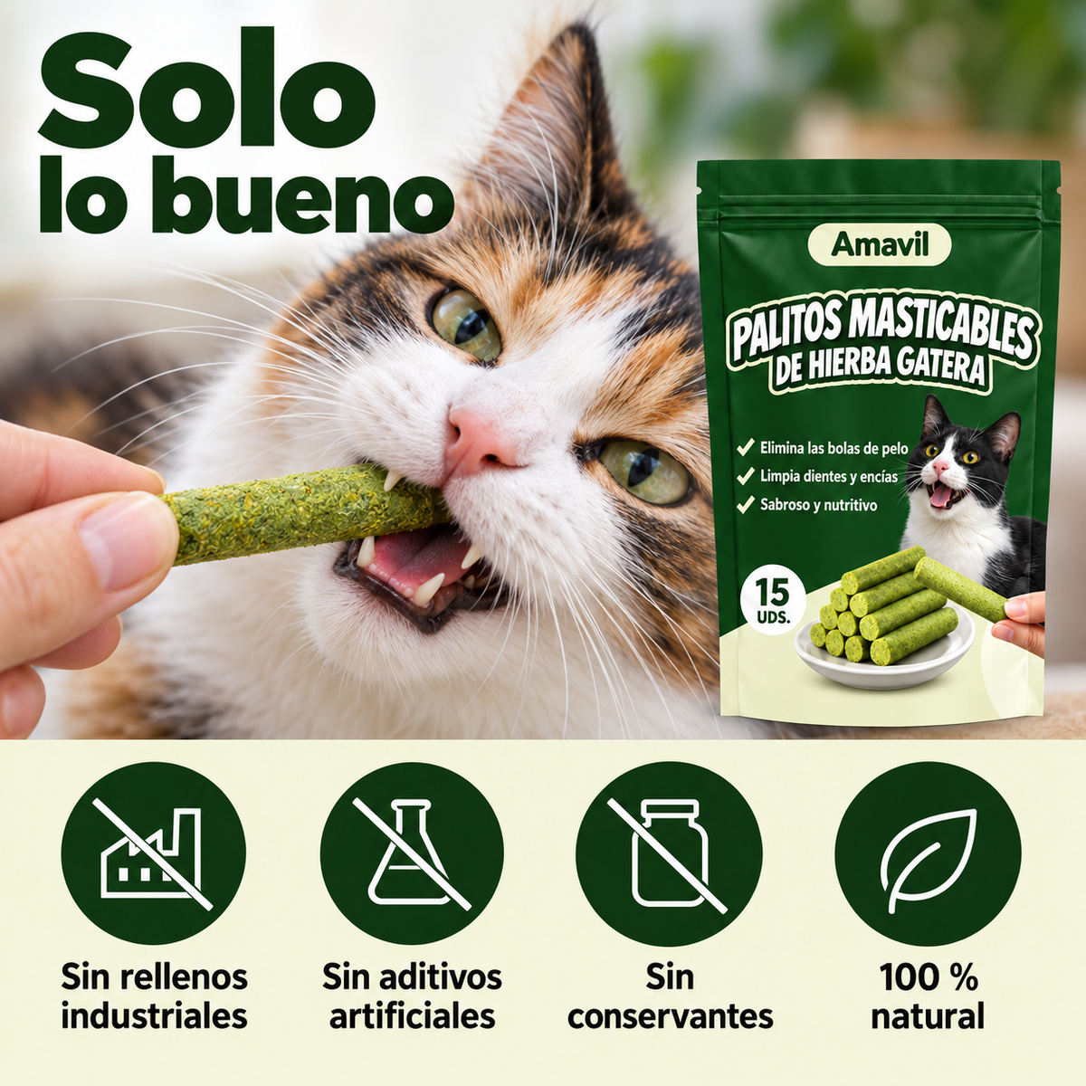 Sin rellenos industriales, sin aditivos artificiales, sin conservantes, 100 % natural